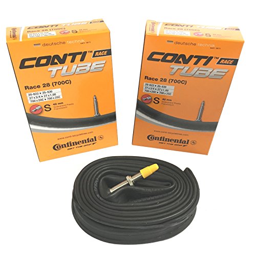 Continental Race 28 700 x 20-25c Road Bike Inner Tubes - Presta 42mm (Pack of 2) Black