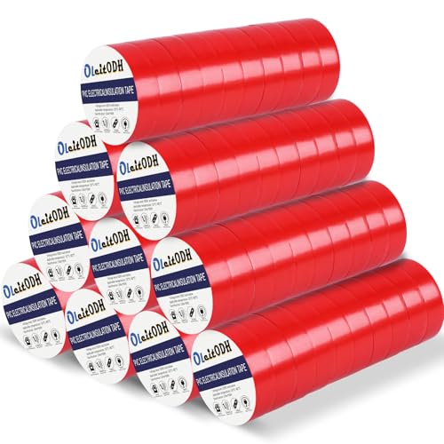 Oleitodh Red Electrical Tape Bulk 100 Rolls 3/4 Inch x 66FT Vinyl Tape