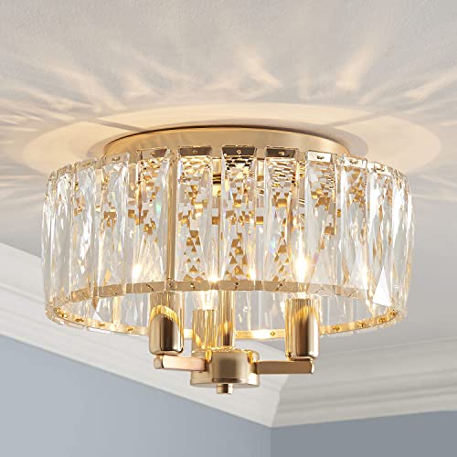 Lustre en cristal moderne Saint Mossi E14 plafonnier chic doré 3 lampes pour salon