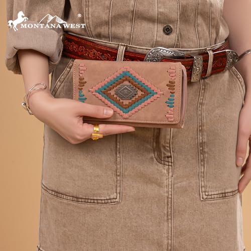 Montana West Aztec Wallet for Women Western Whipstitch Womens Wallet Card Holder Wallet MW1332-W010DPK2
