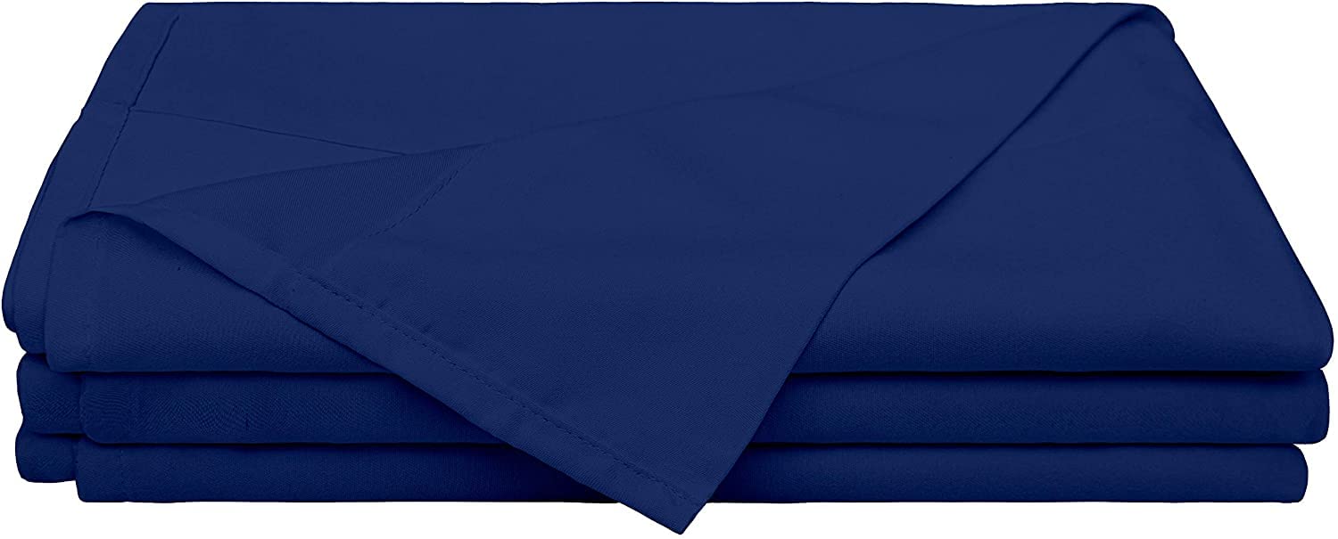 Pure Dreams Flat Sheet 100% Egyptian Cotton, 400 Thread Count, Premium Hotel Quality Ultra Soft Bedding | Luxury, Wrinkle Resistant Top Sheet-Navy Blue Solid, Single Size