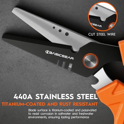 BasicGear Fishing Multi-Tool Scissors, 440A Stainless Steel - image 5
