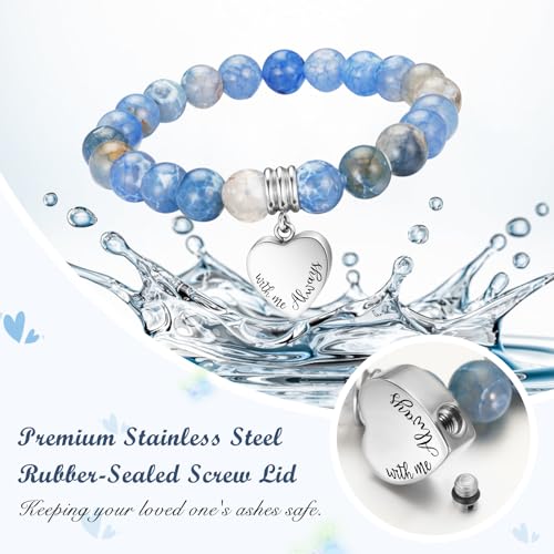 abooxiu Cremation Jewelry Urn Bracelet for Ashes Memorial Heart Ashes Keepsake Cremation Ash Bracelets Urn Jewelry for Ashes of Loved Ones for Women - With Me Always4