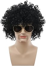 VOANZO Parrucca Africana Corta riccia Stile Punk per Fan del Rock Hip-Hop, Copricapo, Parrucca da Discoteca Rock