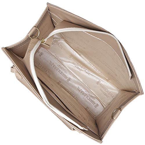Kit 2 Bolsas, Bolsa Feminina Tipo Sacola Grande+ Bolsa Quadrada Ana Pessoni (Creme)