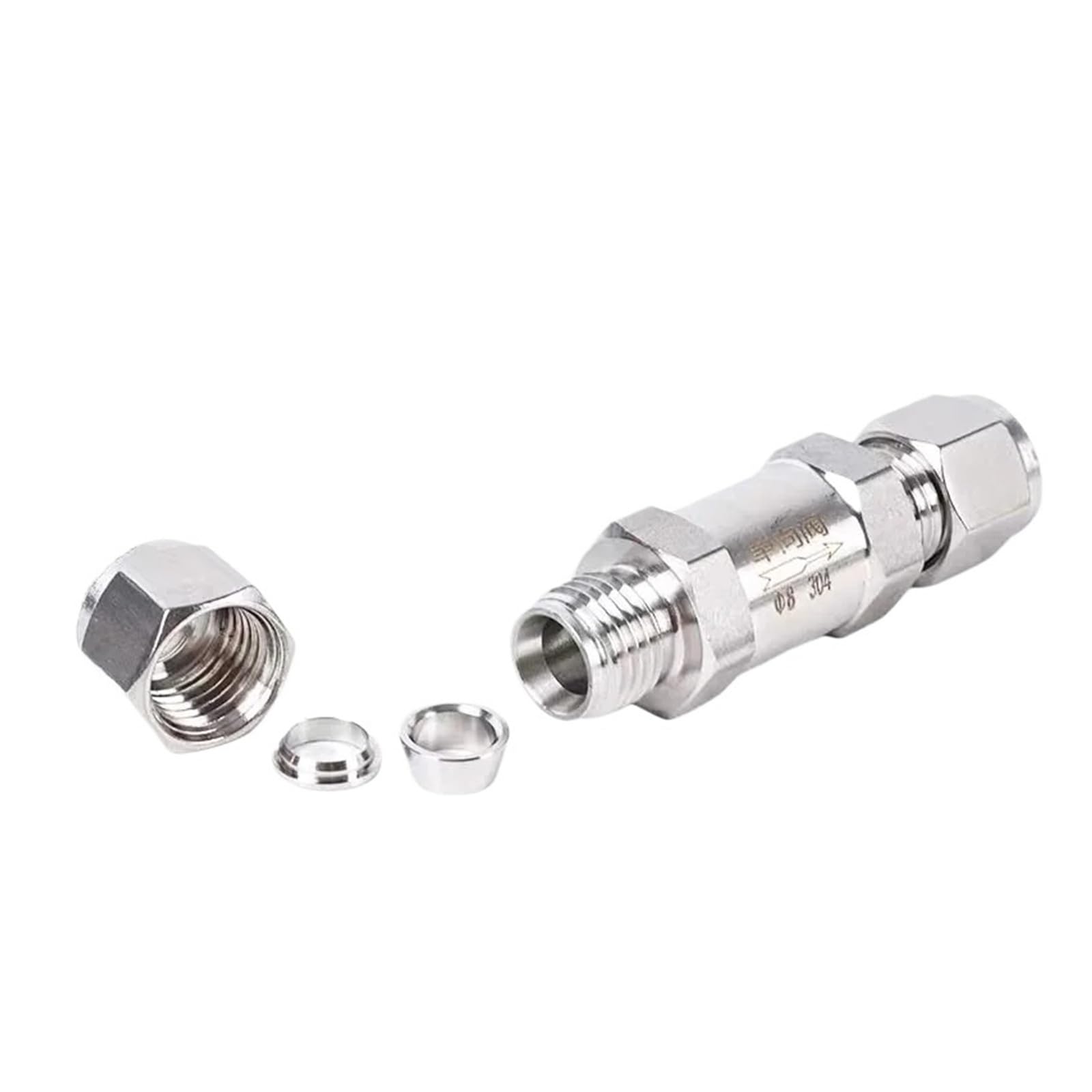 QVIVFYBOE needle valve 304 316L Stainless Steel Compression Tube Check Valve One-Way Non Return Valve(3mm OD,304 Stainless Steel)
