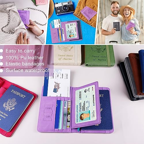 Image of Melsbrinna RFID Passport Holder for Travel, Unisex Adults, Purple, Faux Leather, Travel Wallet, Passport Cover, RFID Protected