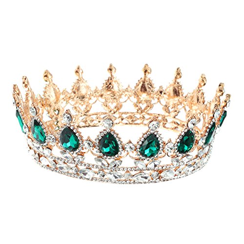 Frcolor Couronne de mariée Vintage cristal strass Reine Tiara pour fiançailles de mariage (vert)