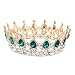 Produktbild frcolor Royal Kristall Diadem Strass Brautschmuck Krone Prinzessin Haarband Kopfbedeckung für Festzug Hochzeit (grün)