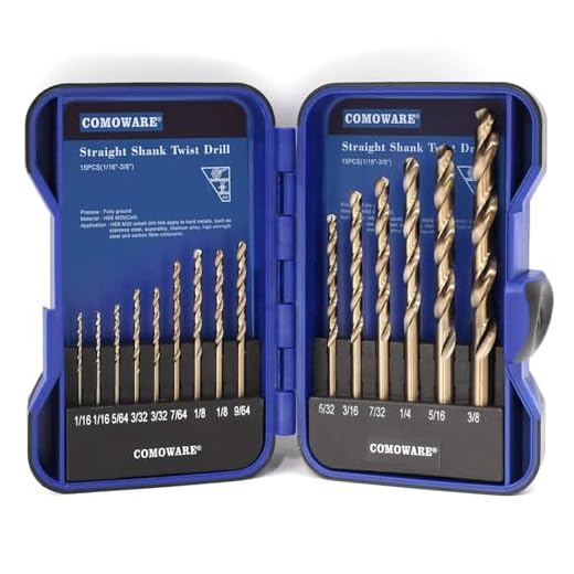 COMOWARE Cobalt Drill Bit Set- 15Pcs M35 High Speed Steel Twist Jobber Length for Hardened Metal, Stainless Steel, Cast Iron and Wood Plastic with Indexed Storage Case, 1/16"-3/8"
