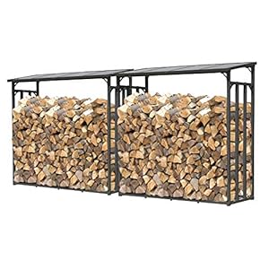 QUICK STAR 2 stuks metalen brandhoutrek antraciet XXL 185 x 70 x 185 cm tuin brandhoutopslag 4,6 m3/7 SRM…