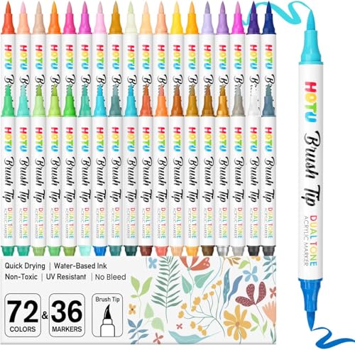 Feutres Acrylique 72 Couleurs HOTU : Ne Transperce Plus Vos Livres de Coloriage