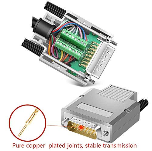 Adaptateur DB15 Solderless Mâle/Femelle RS232 - Version Fine 16mm - Noir - Pour Connexions Série