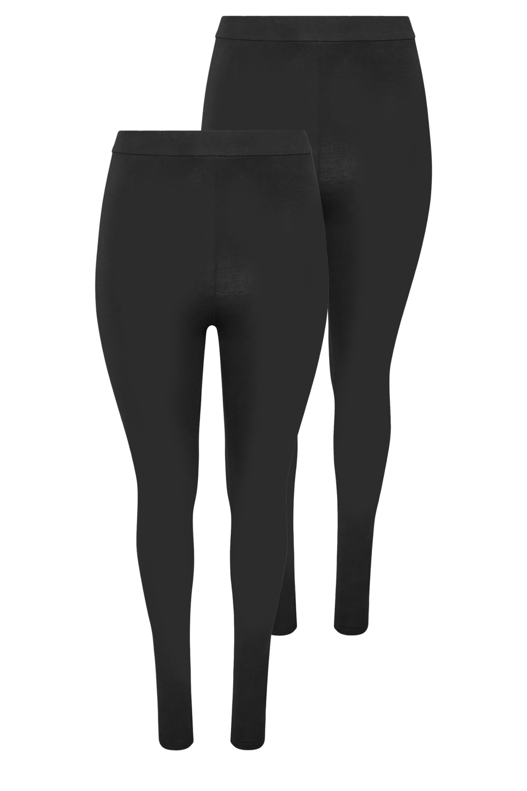 Evans Women's Black 2 Pack Curve Cotton Stretch Leggings - Plus Size Curve