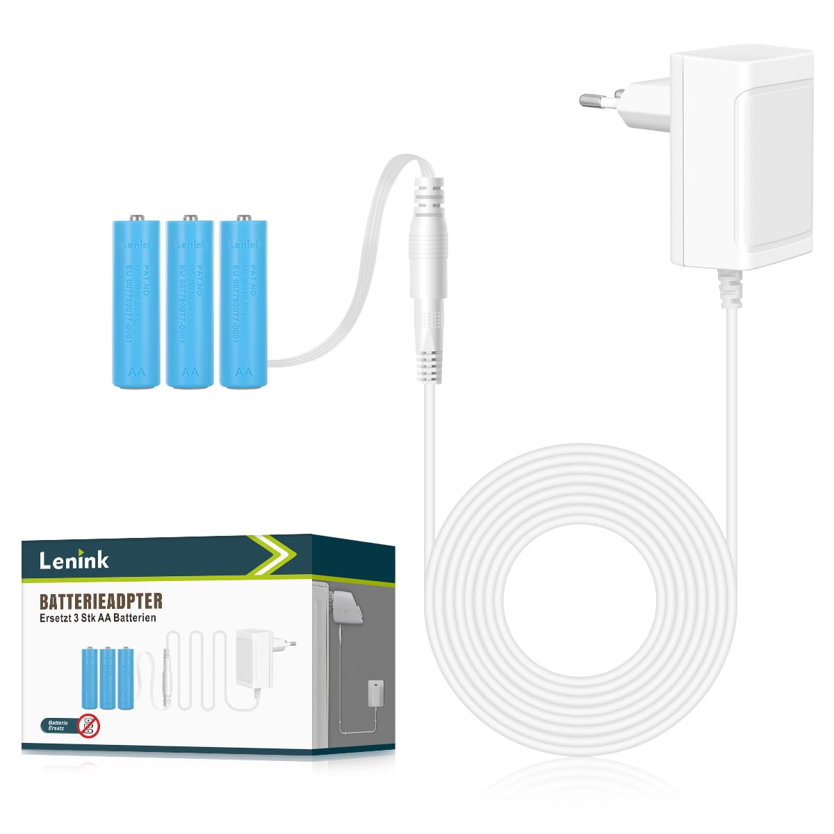 Lenink Adapter baterii 4,5 V zasilacz zastępczy do 3 baterii AA np. kompatybilny z AVM Fritz! DECT 302 termostat radiowy, łańcuch świetlny LED, świecące tabliczki, dekoracja na Boże Narodzenie.