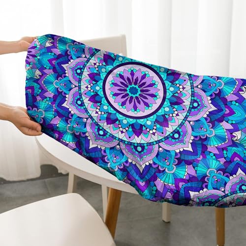 BOOWEATS Boho 42 Inch Round Fitted Cloth Tablecloth with Elastic Edged, Waterproof Oil Proof Wipeable Table Cover for Indoor Outdoor Patio Table, Fits Round Tables Up to 40" - 44" Diameter - image 4