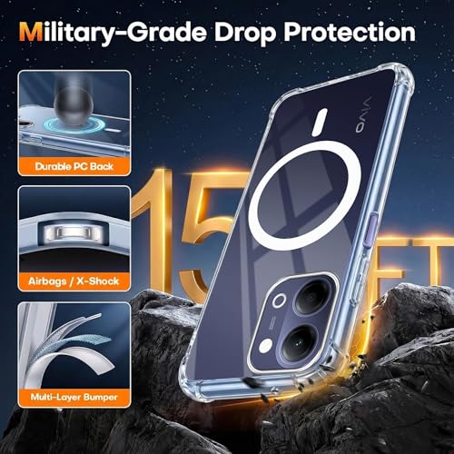 Image of Jkobi Shockproof Crystal-Clear Back Cover for Vivo Y05 4G | Vivo T5 Lite 5G (Magsafe Wireless Support | Drop & Camera Protection | Hard Polycarbonate)