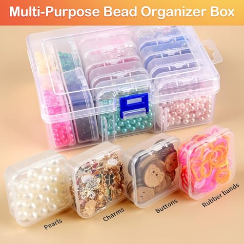 Image of SHALVI Transparent Jewellery & Accessories Storage Box | Box Multi-Compartment Organizer with Removable Grids | Plastic Organizer Box for Earrings, Beads, Craft & Small Items (14-PCS (1))