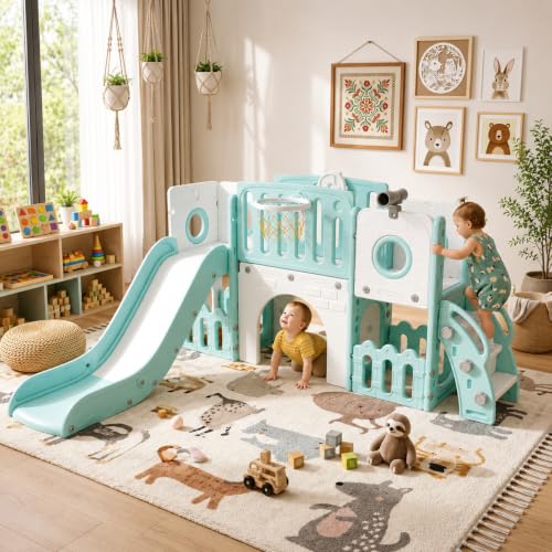 MAMIZO 9 en 1 Toboggan pour Tout-Petits, Toboggan Enfant Panier de Basket
