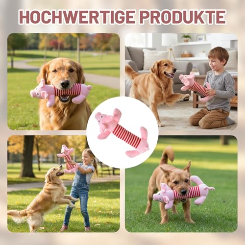 ZocRjvN Anti Stress Pig für Hunde, hundespielzeug unzerstörbar, Hundespielzeug Schwein Für Angstreinigung, Interaktives Kau-Spielzeug Für Kleine und Große Rassen, 22 x 10 cm