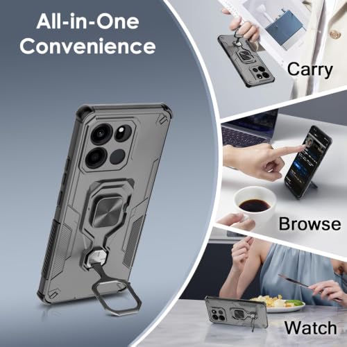 Image of TheGiftKart Tough Armor Bumper Back Case Cover for OnePlus Nord CE 6 5G | Ring Holder & Kickstand in-Built | 360 Degree Protection Back Case Cover for OnePlus Nord CE6 5G (PC & TPU, Black)
