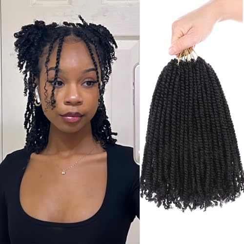 Mscat 8 Inch 9Pack Micro Passion Twist Mini Senegalese Twist Crochet Braids Pre-looped Hair Extensions 1B#