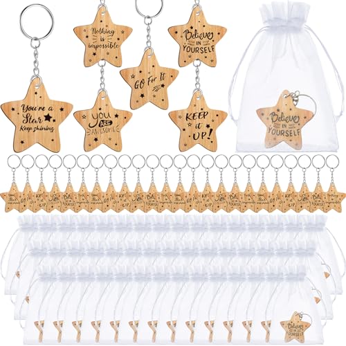Porte-clé étoile en bois petite attention fête de fin d'année