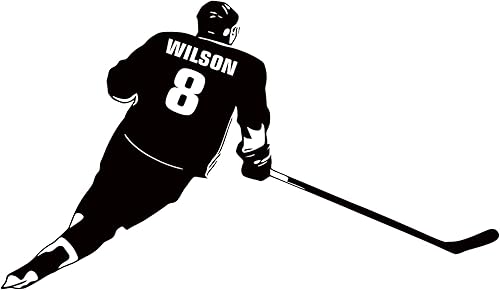 Miniatura 10 de Calcomanía de pared personalizada de jugador de hockey  Personaliza tu propio nombre y números  Calcomanía de vinilo de camisetas de jugador