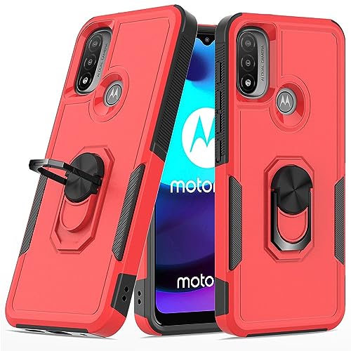 Coque Moto E40 antichoc rouge avec bague de support et protection integrale