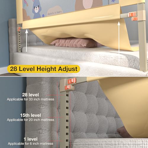 Image of BAYBEE Bed Rail Safety Guard for Kids | Bed Railing for Baby Safety Fence with 28 Level Height Adjustable & Portable Bed Side Protector from Baby Falling Guard (5Ft, 1 Side, Beige)
