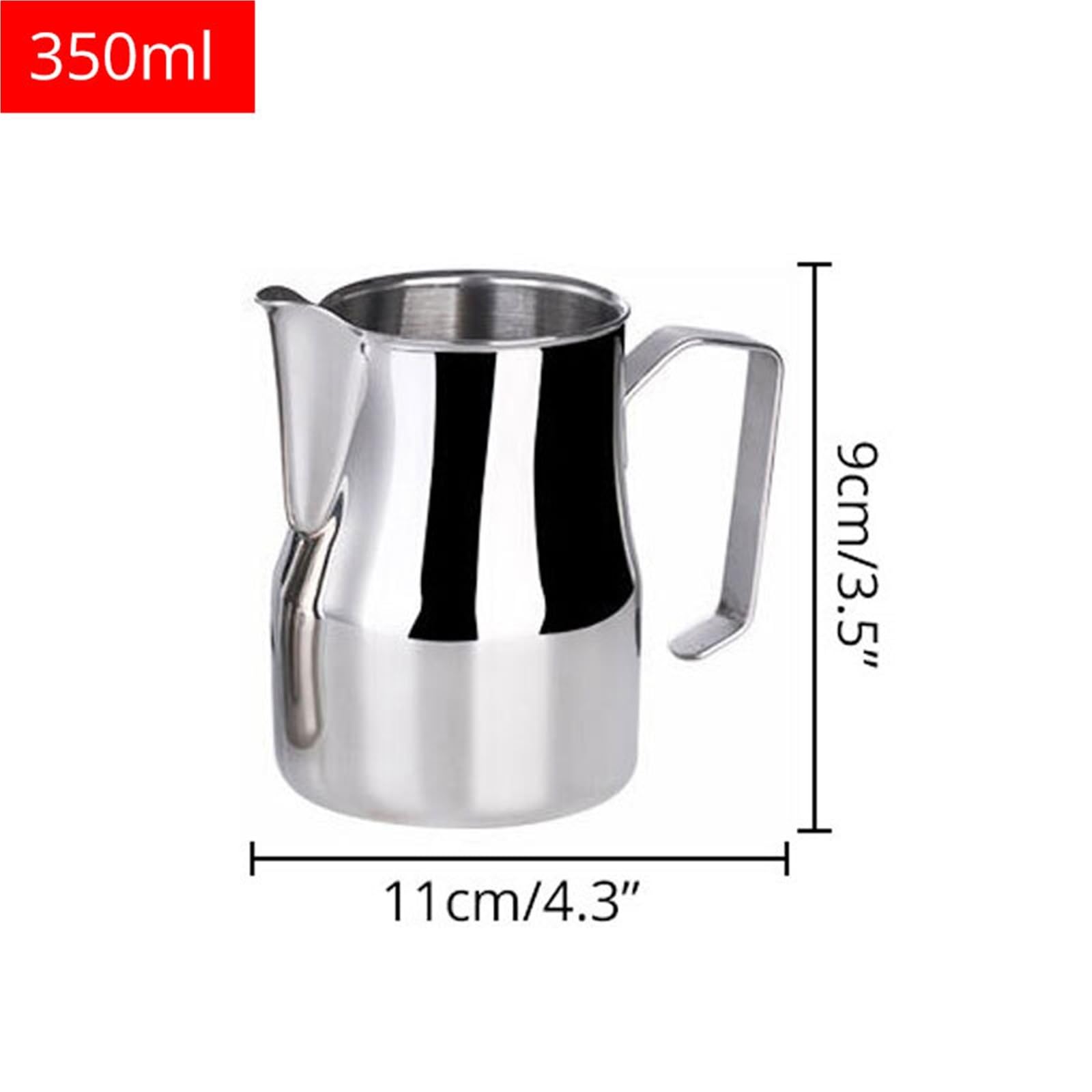 2 Stück Edelstahl-Milchaufschäumkrug Milchkrug Krug Kaffee Barista Craft Cappuccino-Düse Sahnebecher(350ml)