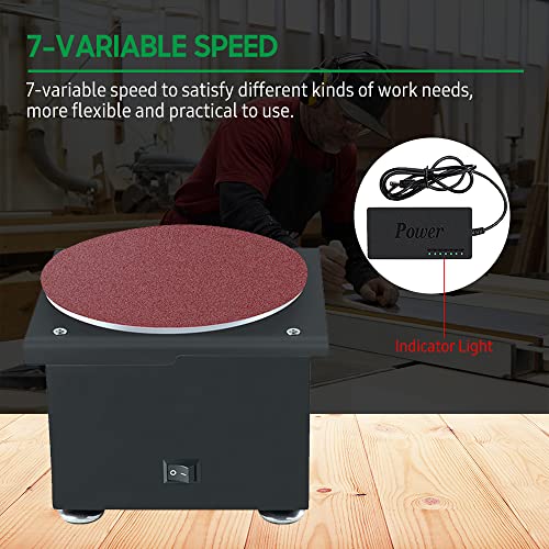 Image of Disc Sander, electric sandpaper bench grinder Orbital Sander Bench Sander with 7-speed 10 pieces of sandpaper for metal processing, woodworking, DIY craft (US Plug & Type 2)