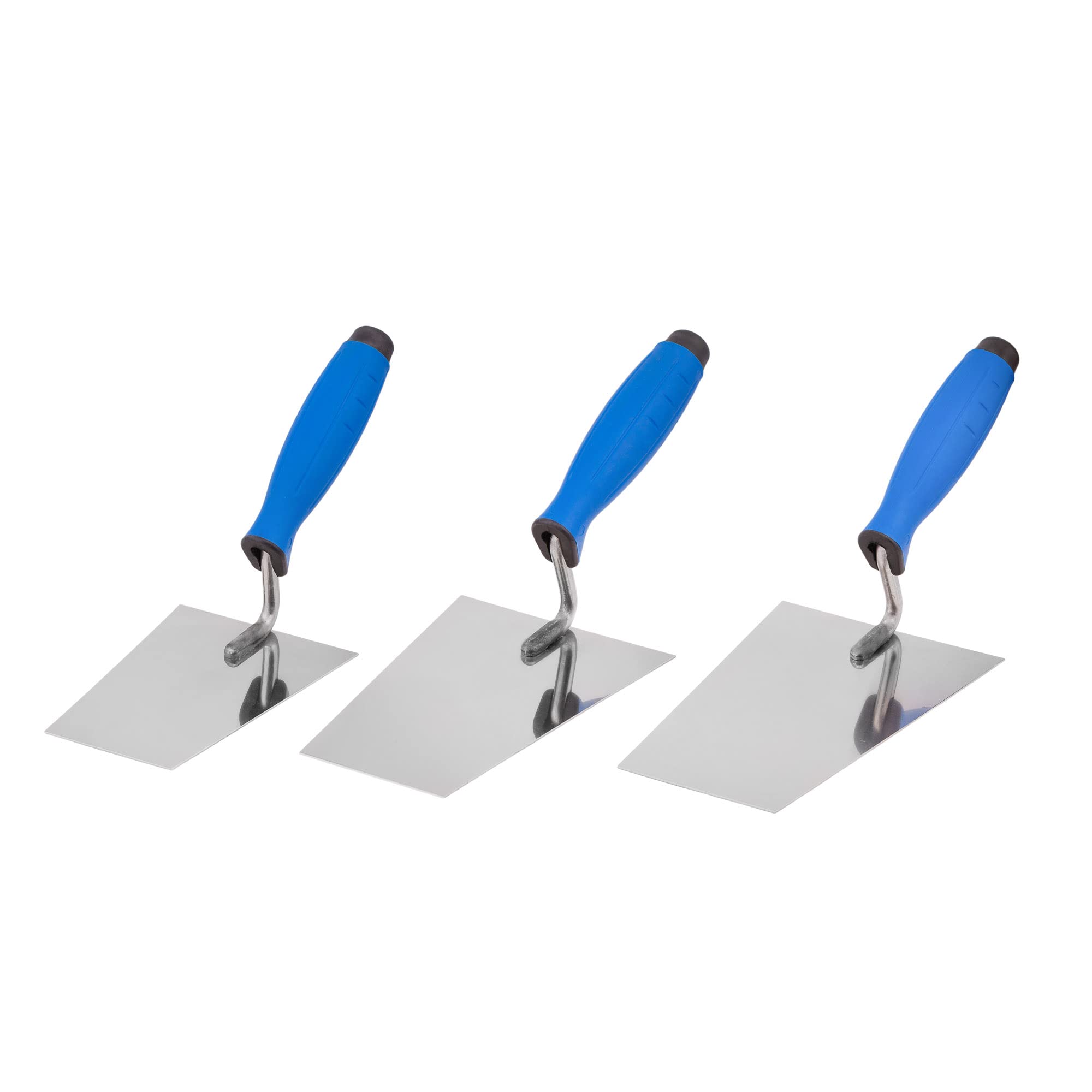 Mivos Stainless Steel Trapezoidal Trowel Set 3-Piece 140 mm 160 mm 180 mm, Rustproof Trapezoidal Trowels