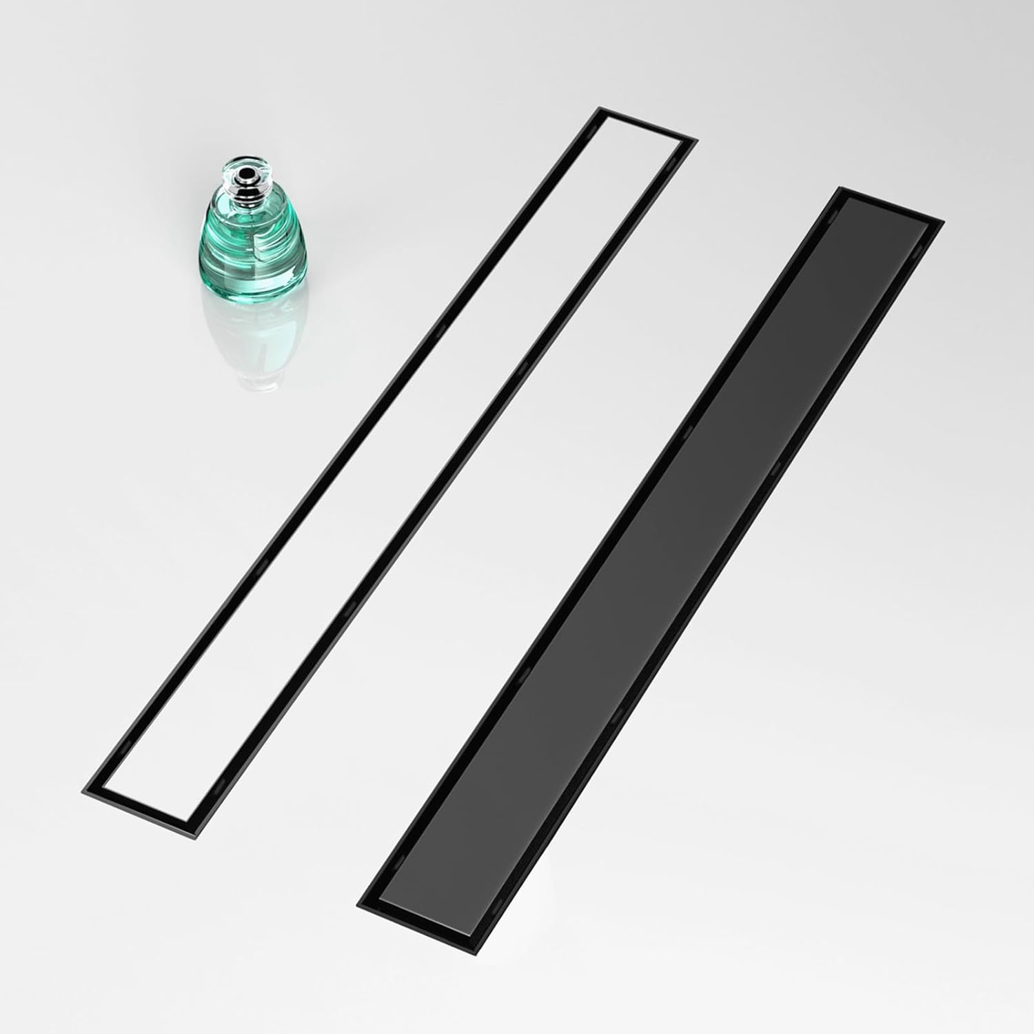 36 Inch Linear Shower Drain Matte Black, with Reversible 2-in-1 Tile Insert Cover, Rectangle Floor Drain 304 Stainless Steel Black Linear Drains with Accessories, CUPC Certified