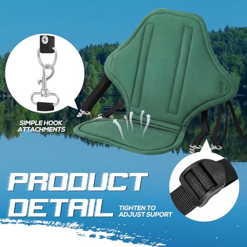 Image of Lewtemi 2 /4 Pack Padded Kayak Seat Fishing Boat Seat with Storage Bag 8 Fixed D Rings Screws Detachable Paddle Board Canoe Chair with Adjustable Back Strap for Summer Canoe Universal Sit