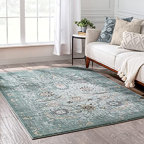 Well Woven Vintage Kensington Goa Blue Modern Oriental Overdyed Area Rug 5 3  x 7 3 