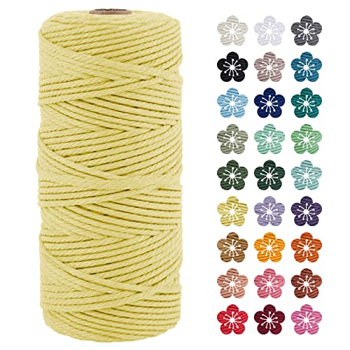 LEREATI Macrame Cord 3mm x 100m, Thick Macrame Rope Natural Cotton Rope Craft String