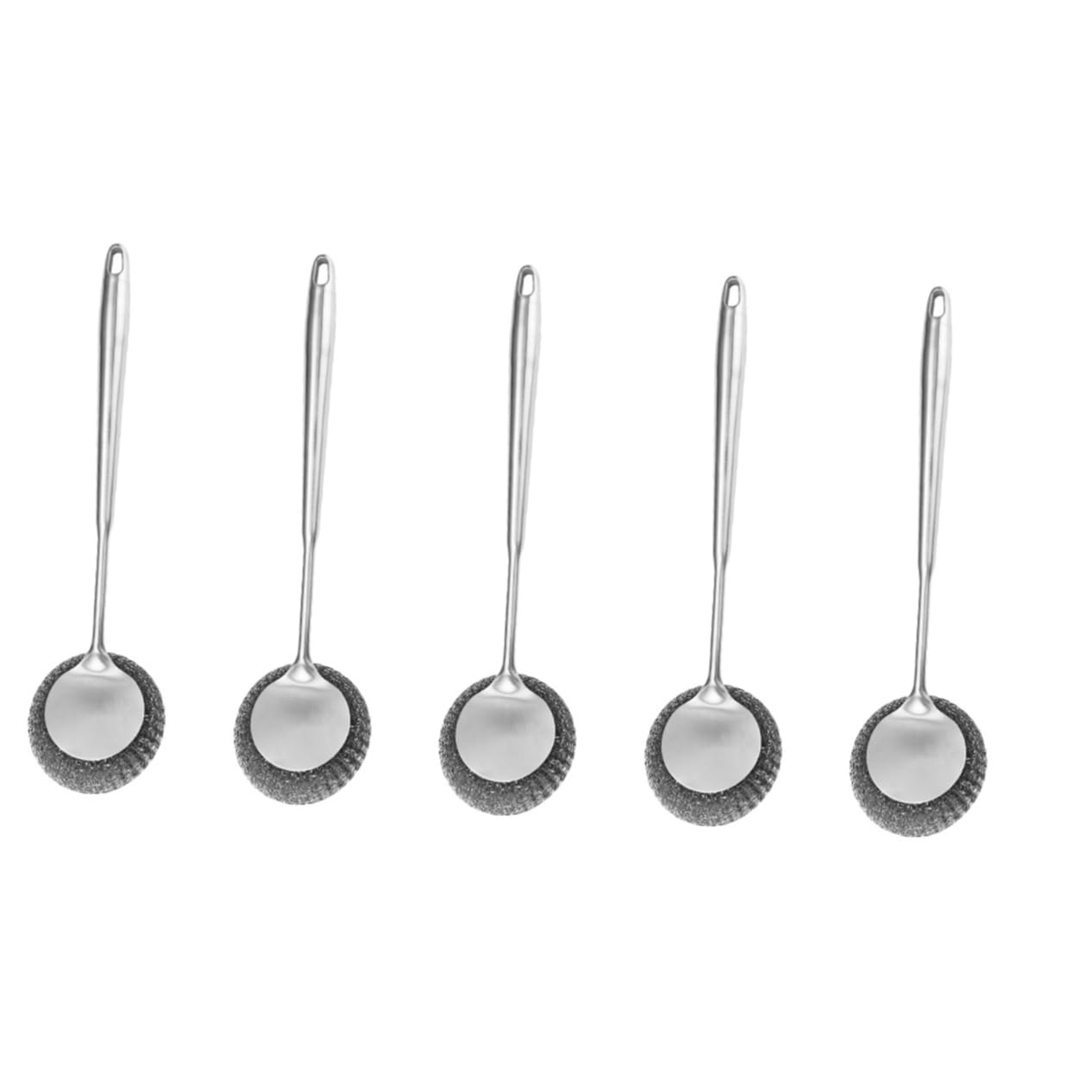 Cabilock 5 Piezas Cepillo para Sartenes De Acero Inoxidable Fregador De Platos De Cocina Cepillo para Lavar Platos con Mango Pequeño De Limpieza Acero Inoxidable 304 Silver