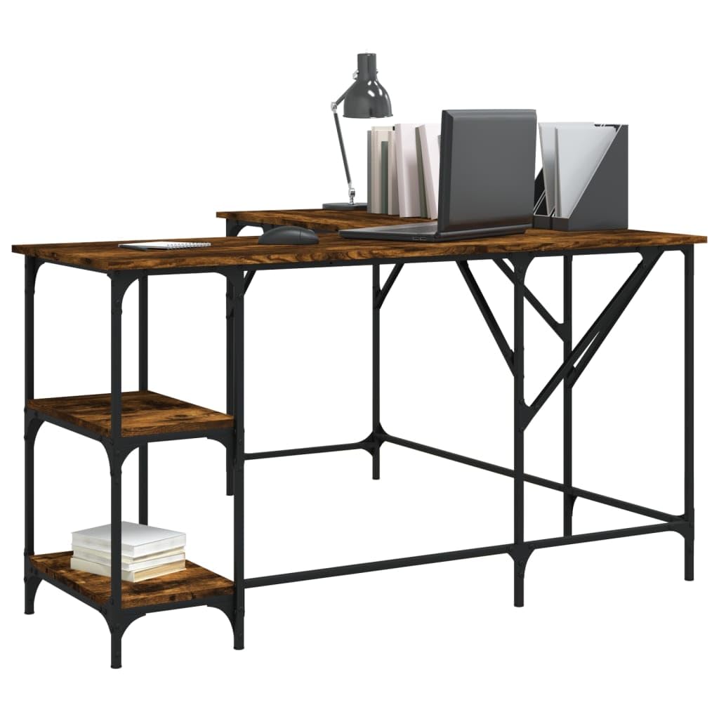 Homgoday Scrivania angolare per computer, ufficio, PC, tavolo da lavoro, tavolo da lavoro, tavolo per studio, home office, incenso, 139 x 139 x 75 cm, materiale in legno