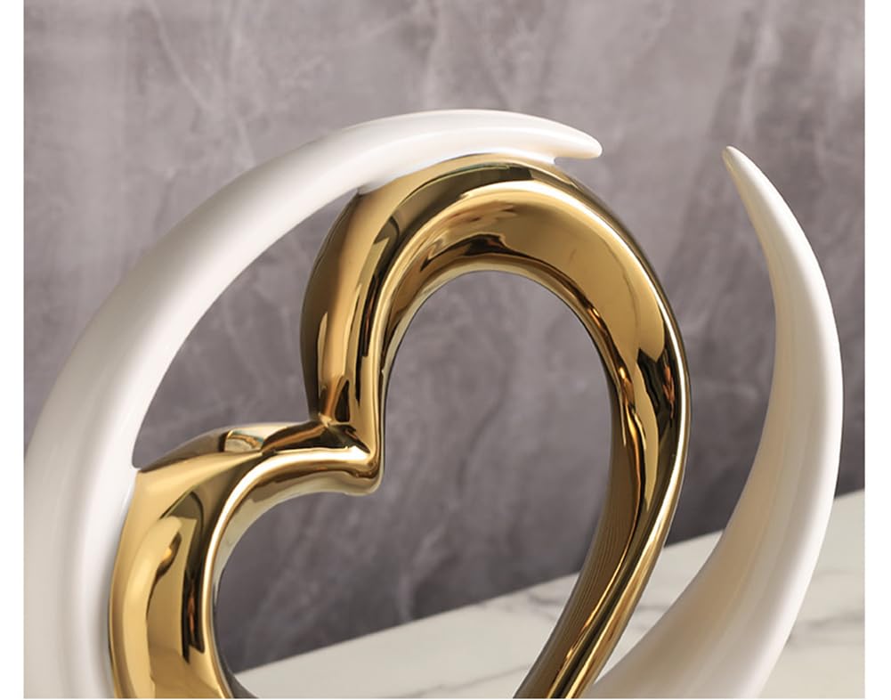 JXCBXJ Heart ceramic statue,Home Decoration Art Statue,Modern Abstract Art Ceramic Statue,for Dining Room Living Room Office Tv Stand Centerpiece - Image 3