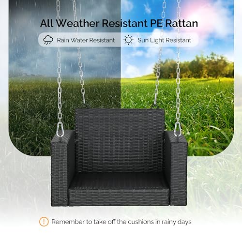 Image of Outdoor Swing for Balcony and Garden Single Seater Without Stand | Patio Hammock Jhula for Children & Adults | Rattan and Wicker Swing Chair