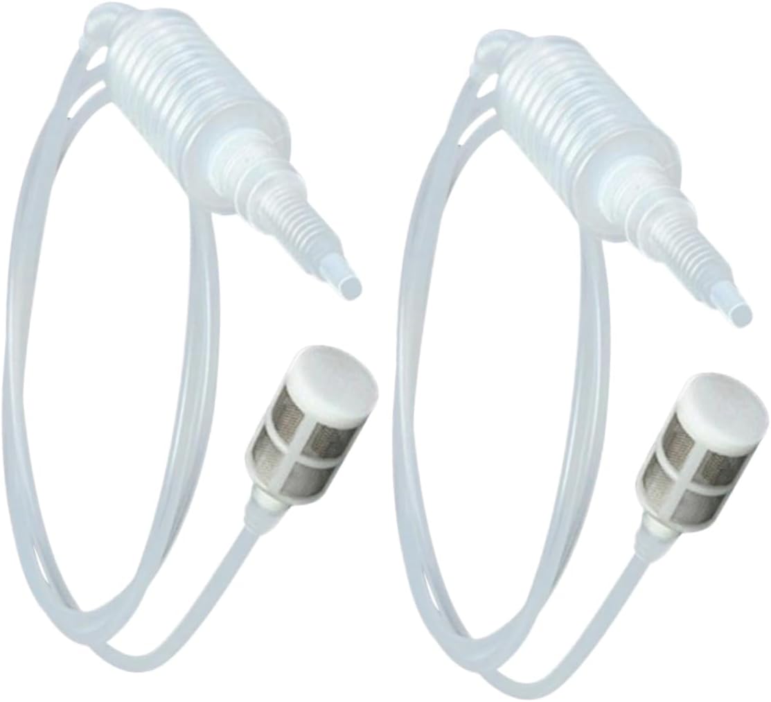 2pcs Home Brew Siphon Hose for Wine and Liquor Transfer Plastic Tubing with Fast Flow Easy to Use Filter Pump for Bottling and Brewing Suitable for Narrow and Wide Mouth Bottles