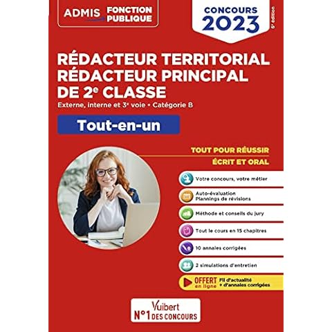 Concours Rédacteur territorial et Rédacteur principal de 2e classe - Catégorie B - Tout-en-un: Externe, interne, 3e voie - Concours 2023 Cover