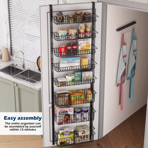 COVAODQ 8-Tier over door spice rack,hanging door storage kitchen,over door storage kitchen,Pantry Organizer Metal Hanging Kitchen Spice Rack Can Organizer - Image 6