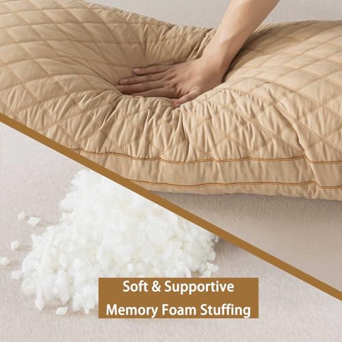 WhatsBedding Memory Foam Body Pillow for Adults, Long Pillow for Sleeping, Full Body Pillow for Bed - 20x54 inch, Dark Beige Quilted