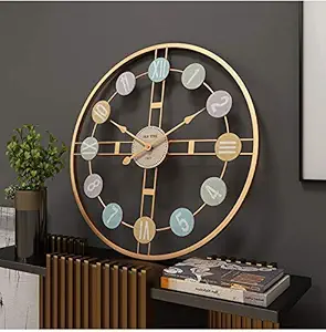 F N F Creation Golden Metal Big Wall Clock: Statement Piece for Home Decoration in Living Room, Bedroom, Hall, and Drawing Room (8)
