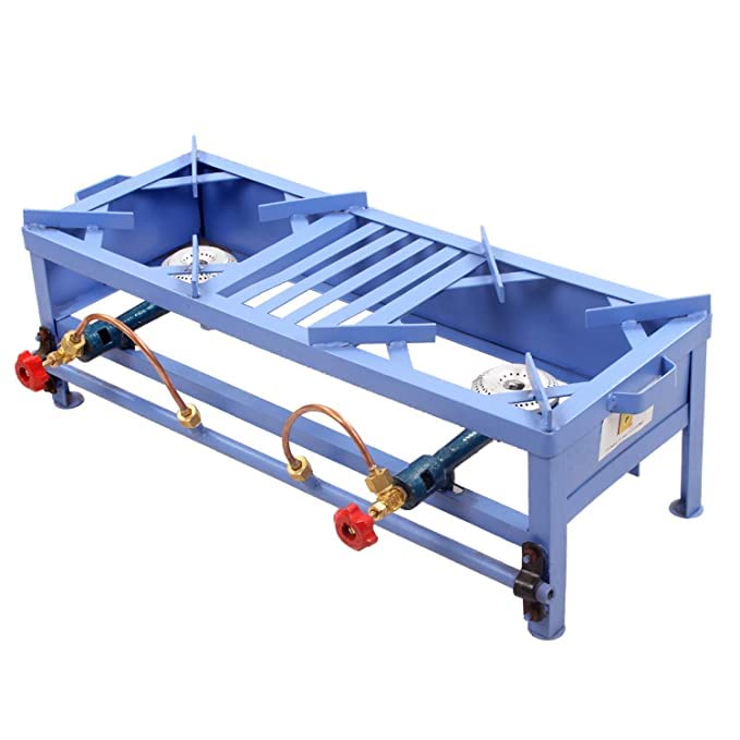 MyBrewery Metal Two Burner (10X30) Double Commercial Burner Gas Stove Bhatti With Compatible Set Of Attachments