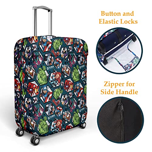 Image of Heart Home Marvel Avengers Luggage Cover|Polyester Travel Suitcase Cover|Washable|Stretchable Suitcase Protector|18-22 Inch|Small (Blue)