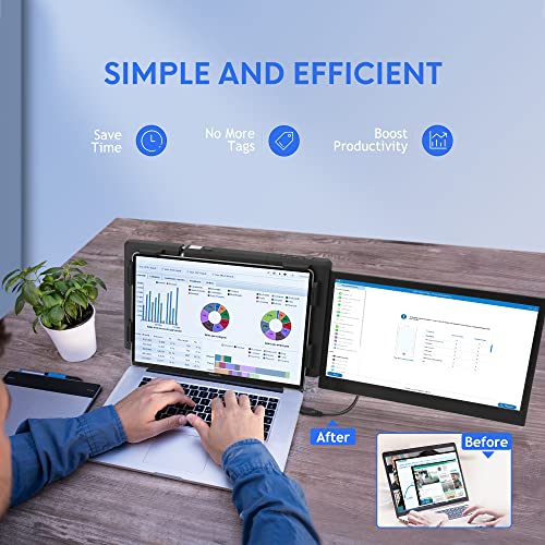 Image of P1 Plus Portable Monitor for Laptop Screen Extender 13.3 inch Dual Monitor External FHD 1080P IPS Display Double Monitors 2 Type-C /1 HDMI, for 13-16.5 inch Notebook Computer Mac Windows Phone