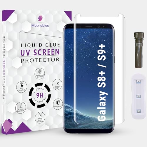 Image of Advanced HD+ UV Tempered Glass Screen Protector For Samsung S8 Plus / S9 Plus (6.2 Inch, Pack of 1) Full Adhesive UV Curved Screen Guard, Case Friendly with installation kit